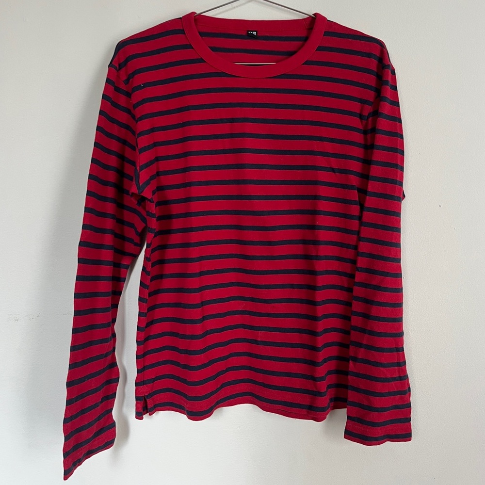 Red and Blue Striped Long Sleeve Shirt